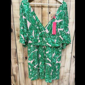 Parigi Skort Green and Pink Leaf Print Romper Dress Lilly Pulitzer